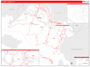 St. Mary County Wall Map Red Line Style